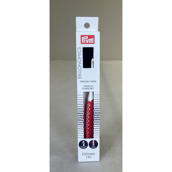 NIB Prym Ergonomic Crochet Hook E Size 3.5mm Super Smooth New Optimized Hook Red - Picture 1 of 8